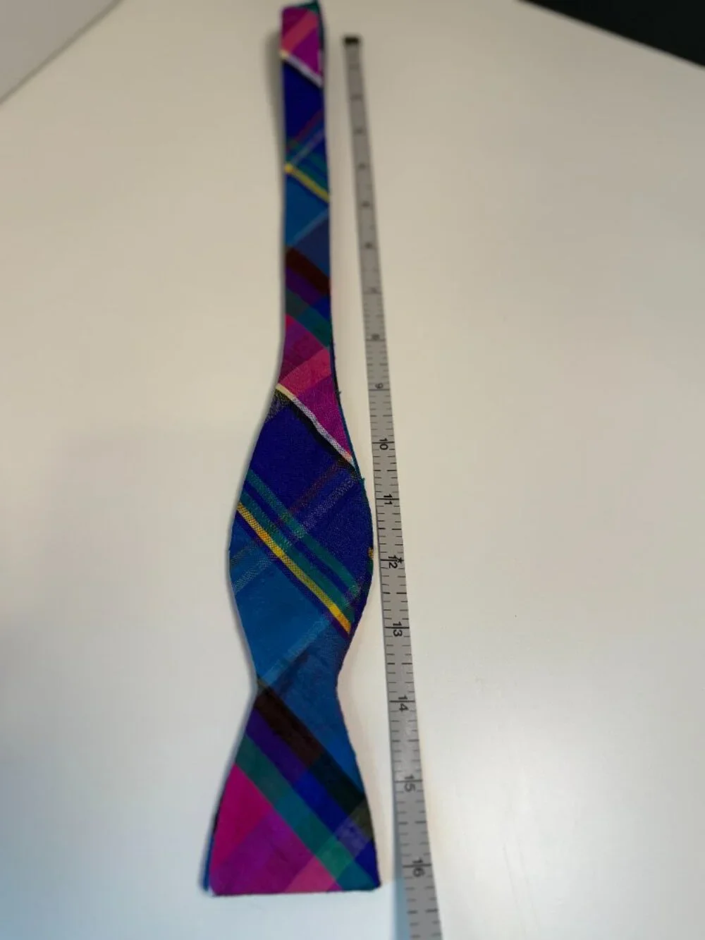 Beau Ties Ltd of Vermont Silk Plaid Self-Tie Bowtie Blue Pink Tartan